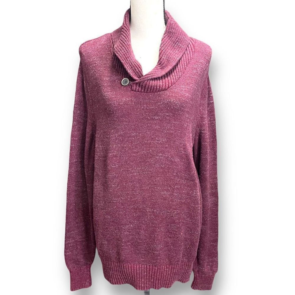 Urban Pipeline‎ Women's Rib-trim Buttoned Neckline Sweater Red Large